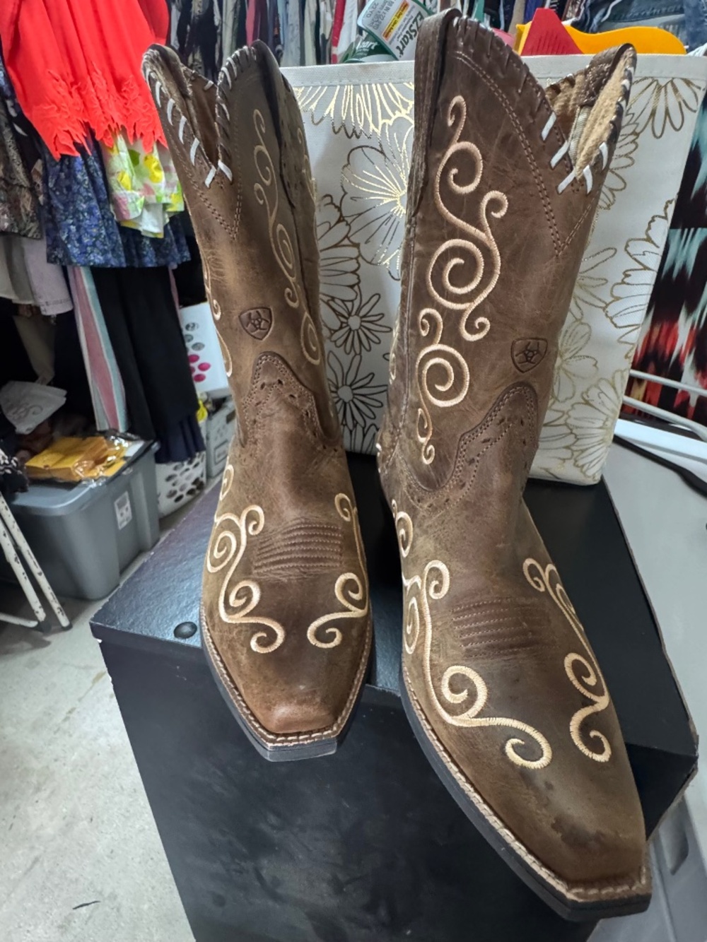 lNWOT Ariat Kids Shelleen Leather Cowboy Boots Youth 4 / Women's 5.5-6